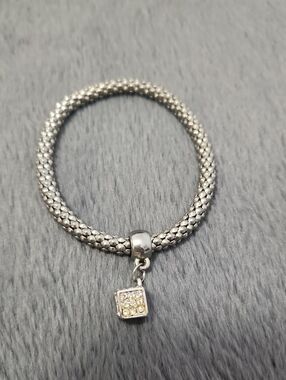Silver-Tone Pavé Cube Charm Bracelet - Women's Jewelry